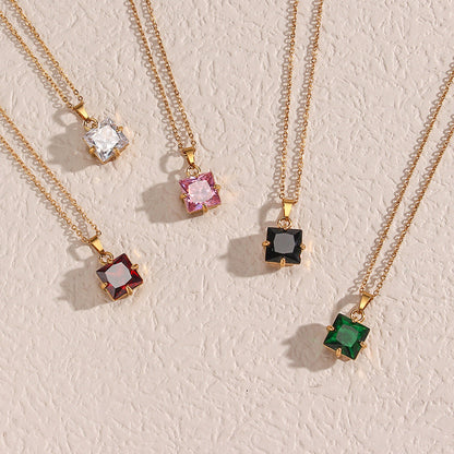 Celeste Gold Princess Cut Necklace