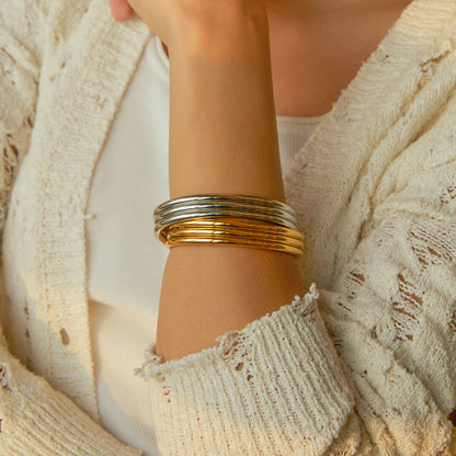 Elara Triple Gold Cuff Bracelet