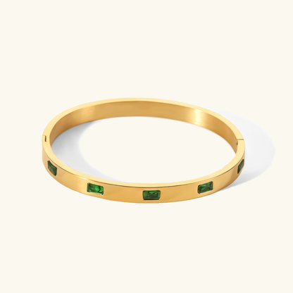 Emerald Glimmer Gold Bangle