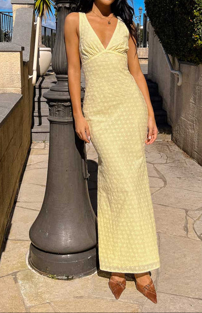 Rosina Yellow Midi Dress