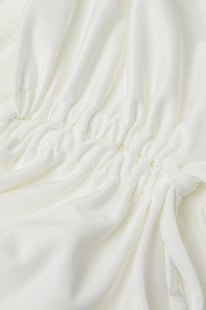 Gertie Asymmetric Ruched Drawstring Mini Skirt