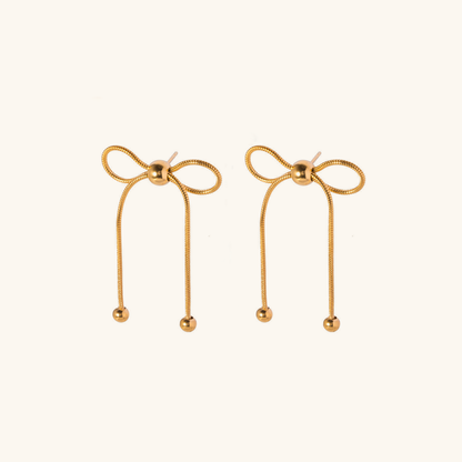 Golden Bow Drop Earrings