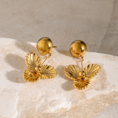 Golden Pansy Drop Earrings