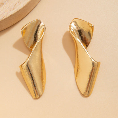Sculpted Waves - Statement Metal Drop Earrings