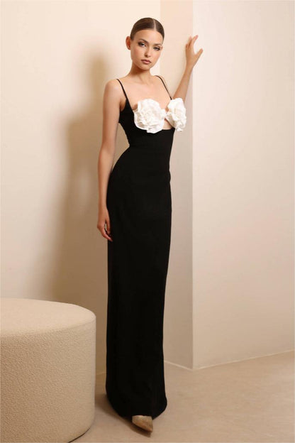 3D Flower Backless Cami Maxi Dress