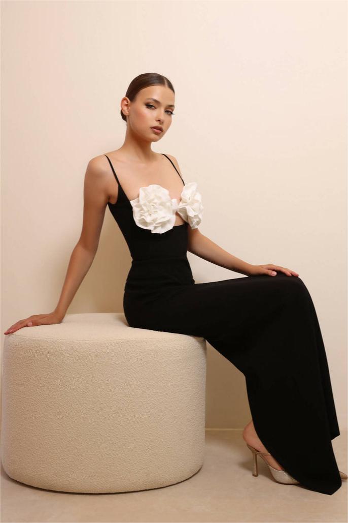 3D Flower Backless Cami Maxi Dress