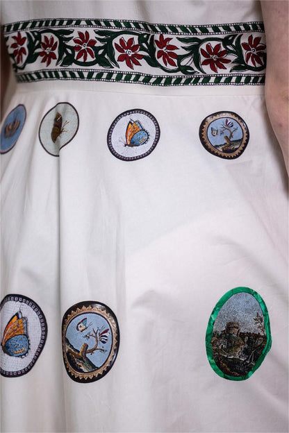 Botanical Print Shirt Collar Button Midi Dress