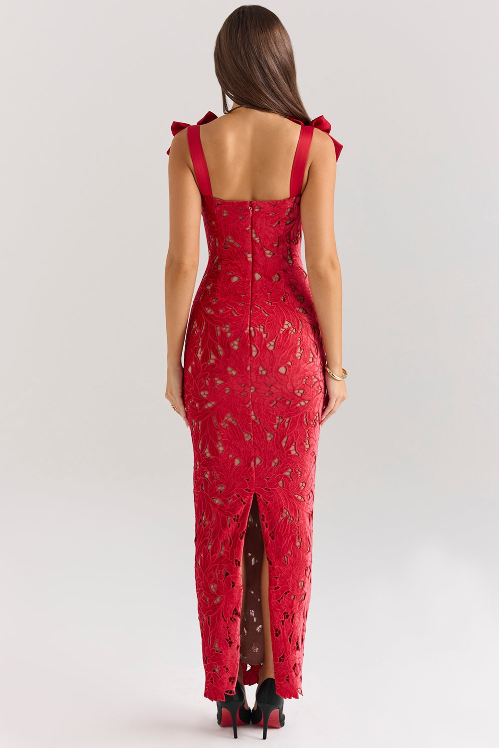 Bow Lace Sleeveless Midi Dress