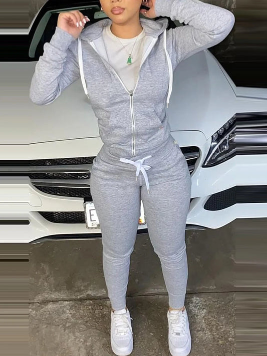 BASICS Kangaroo Pocket Pants Drawstring Trousers Women Winter Autumn Tracksuit Coat