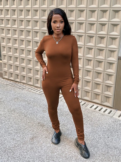 Mono de mujer, cuello redondo, ajustado, básico, liso, ajustado, informal, elástico, sencillo, de manga larga. Mono de mujer, cuello redondo, ajustado, liso, ajustado.