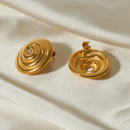 Luxe Spiral - Gold Round Earrings