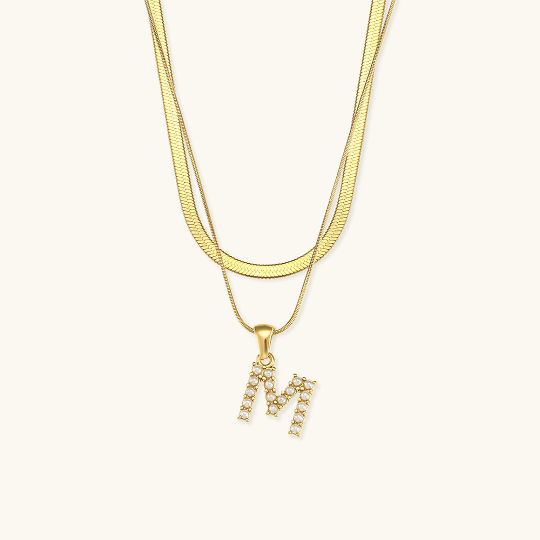 Opal Charm - LayeRed Gold Initial Necklace