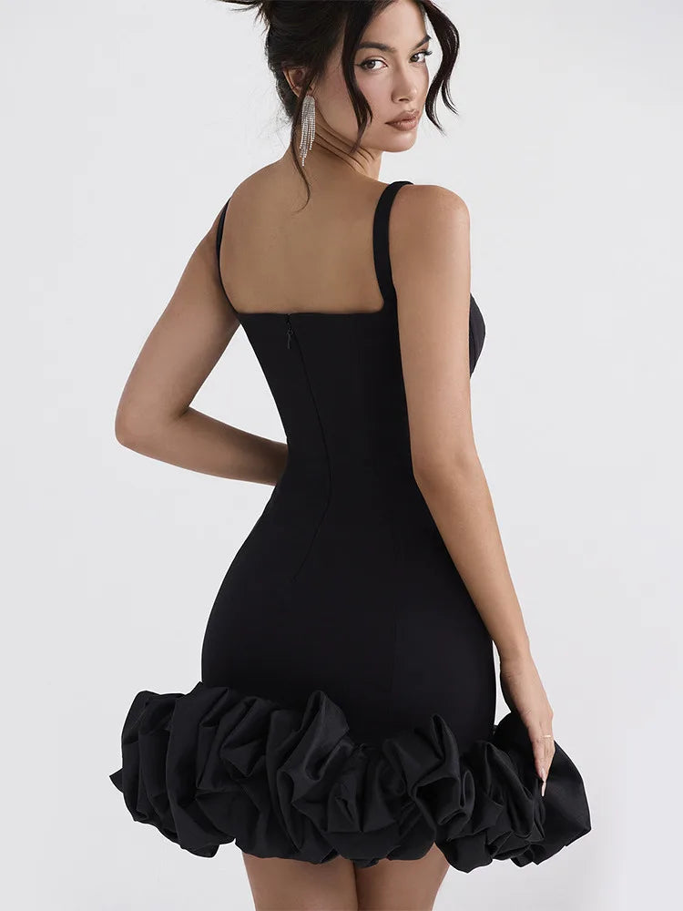 Black Elegant Sexy Mini Dress For Women Sundress New Spaghetti Strap Backless Bodycon Club Party Short Dress Vestido