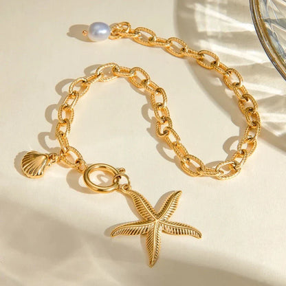 Nautilus Freshwater Pearl Charm Bracelet