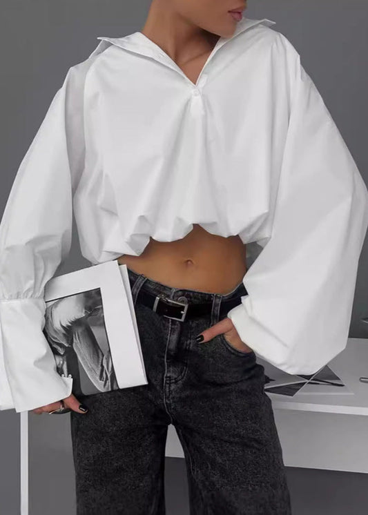 Aria - Cropped Balloon-Sleeve Shirt