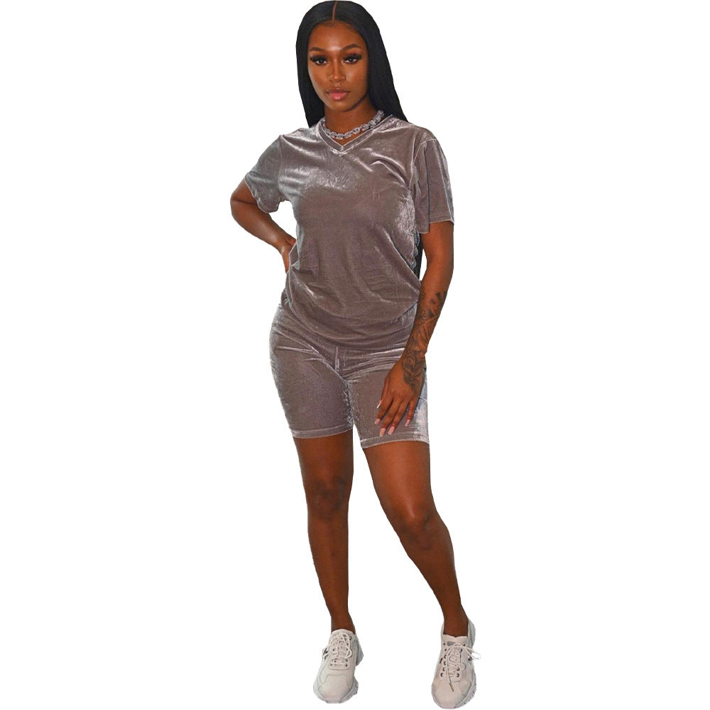 Ropa de mujer, conjunto de dos piezas de terciopelo, informal, para mujer