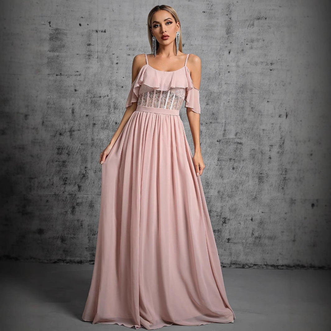 Vestido de noche con tirantes, camisola, ajustado, para dama de honor, hermanas, fiesta, sin espalda, elegante, para fiesta anual, vestido de noche