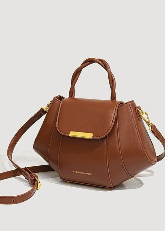 Structured Mocha Mini Bag – Gold Hardware Crossbody