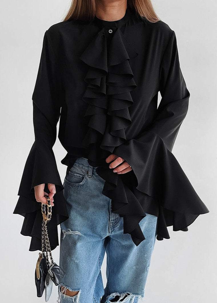 Noir Drama - Ruffled Statement Blouse