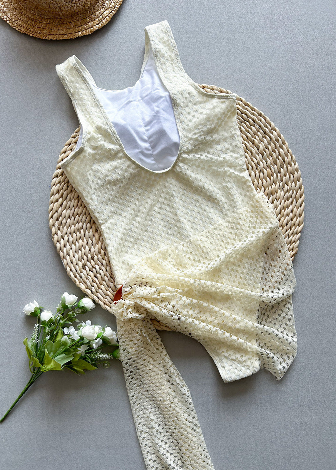 Solea - Crochet One-Piece Swimsuit & Sarong Set