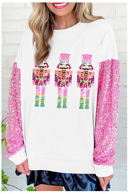 Women Clothing Sweet Sequ Sleeve Top Christmas Long Sleeved Sweatshirt Women
