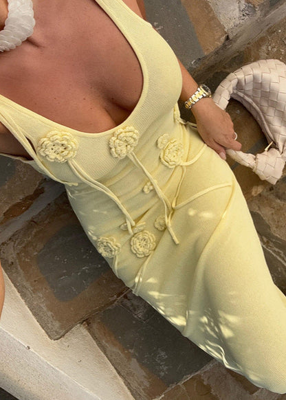 Riviera Bloom - Strappy Knit Midi Dress