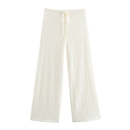 Conjunto informal de dos piezas con chaqueta, chaleco y pantalones rectos de cintura alta con textura para mujer