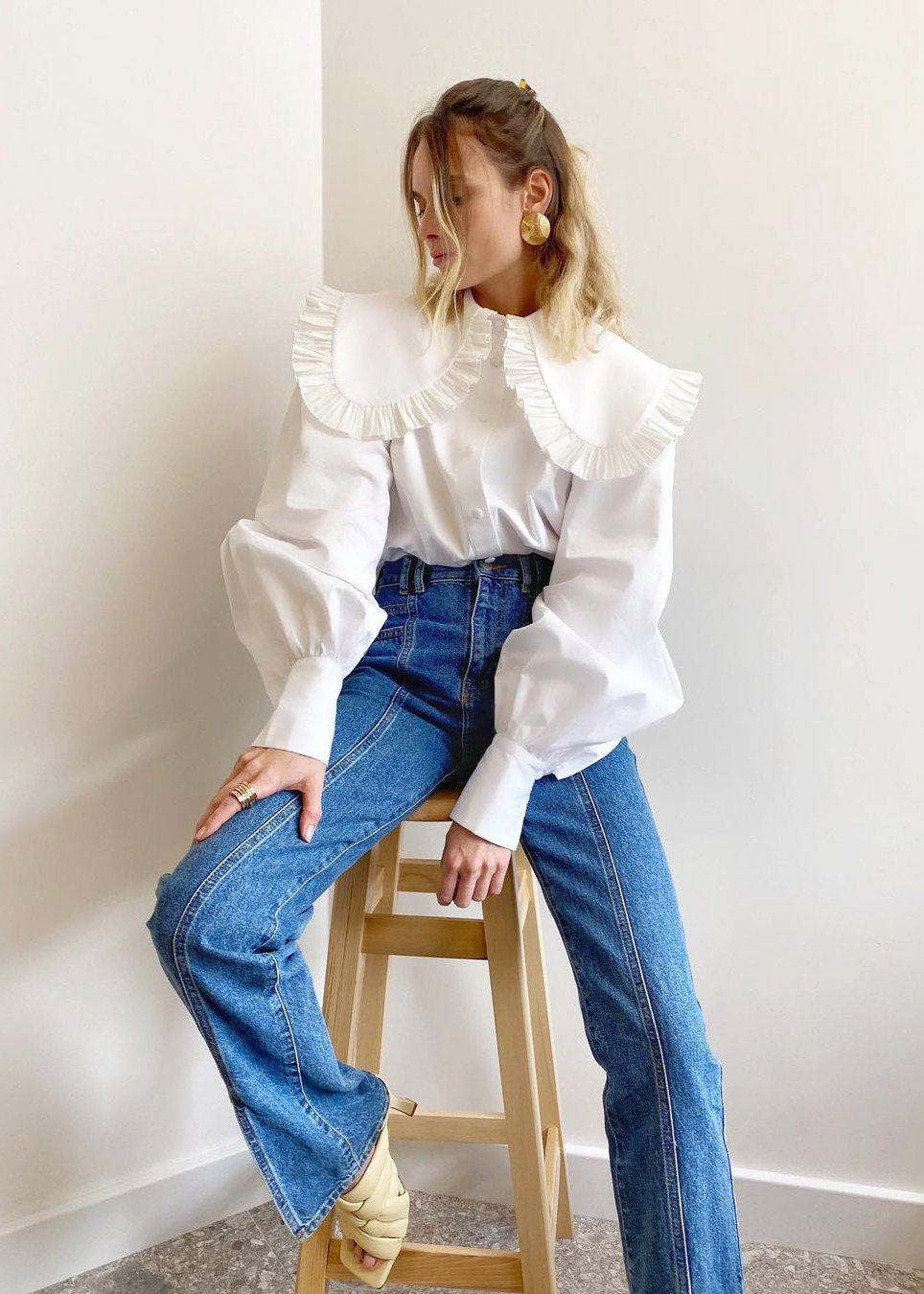 Victorian Elegance Ruffled Collar Blouse