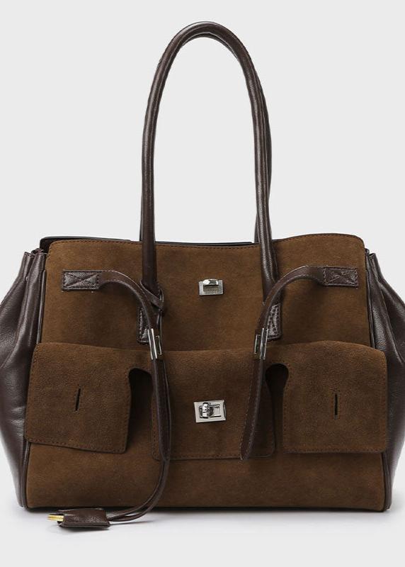 Vintage Leather Suede Tote Bag