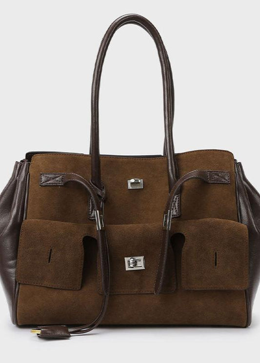 Vintage Leather Suede Tote Bag