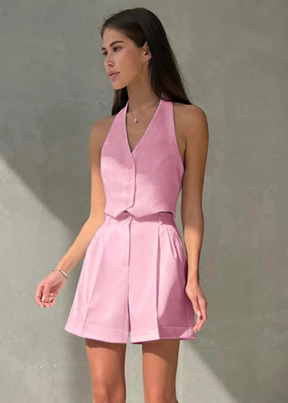 Sierra – Tailored Halter Vest & Shorts Set