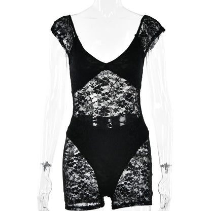 Mono sexy ajustado transparente con bordado para mujer para primavera y verano