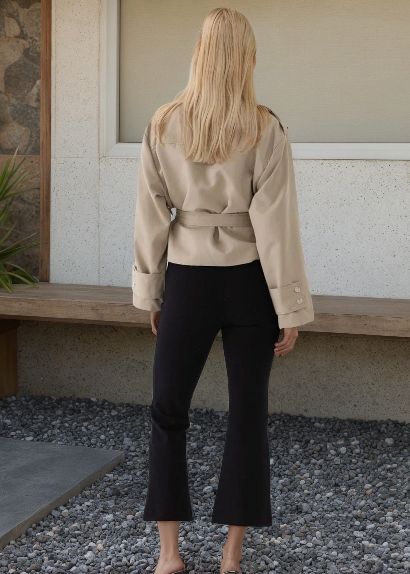 Savina Belted Cropped Trench – Structured Lightweight Jacket