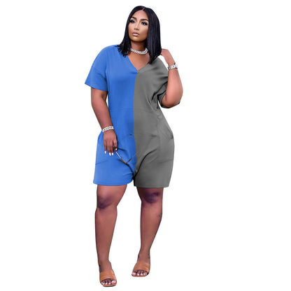 Mono informal de verano holgado con contraste de colores