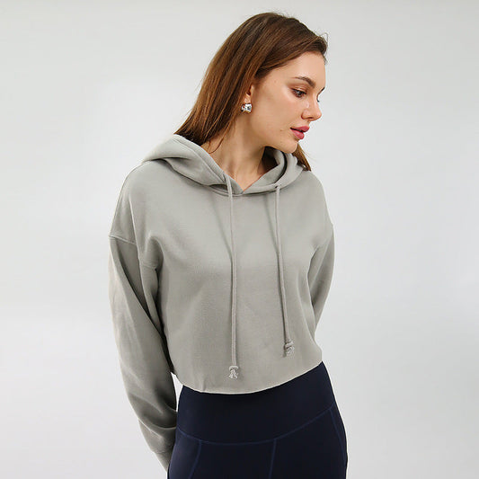 Sudadera deportiva para mujer, otoño-invierno, con forro polar, sudadera con capucha, top corto personalizado de manga larga