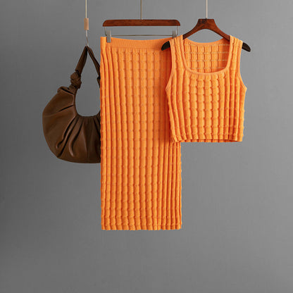 Chaleco sin mangas de verano para mujer, falda superior de punto de dos piezas