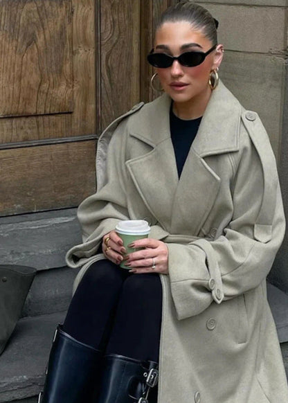 Sage Oversized Belted Coat