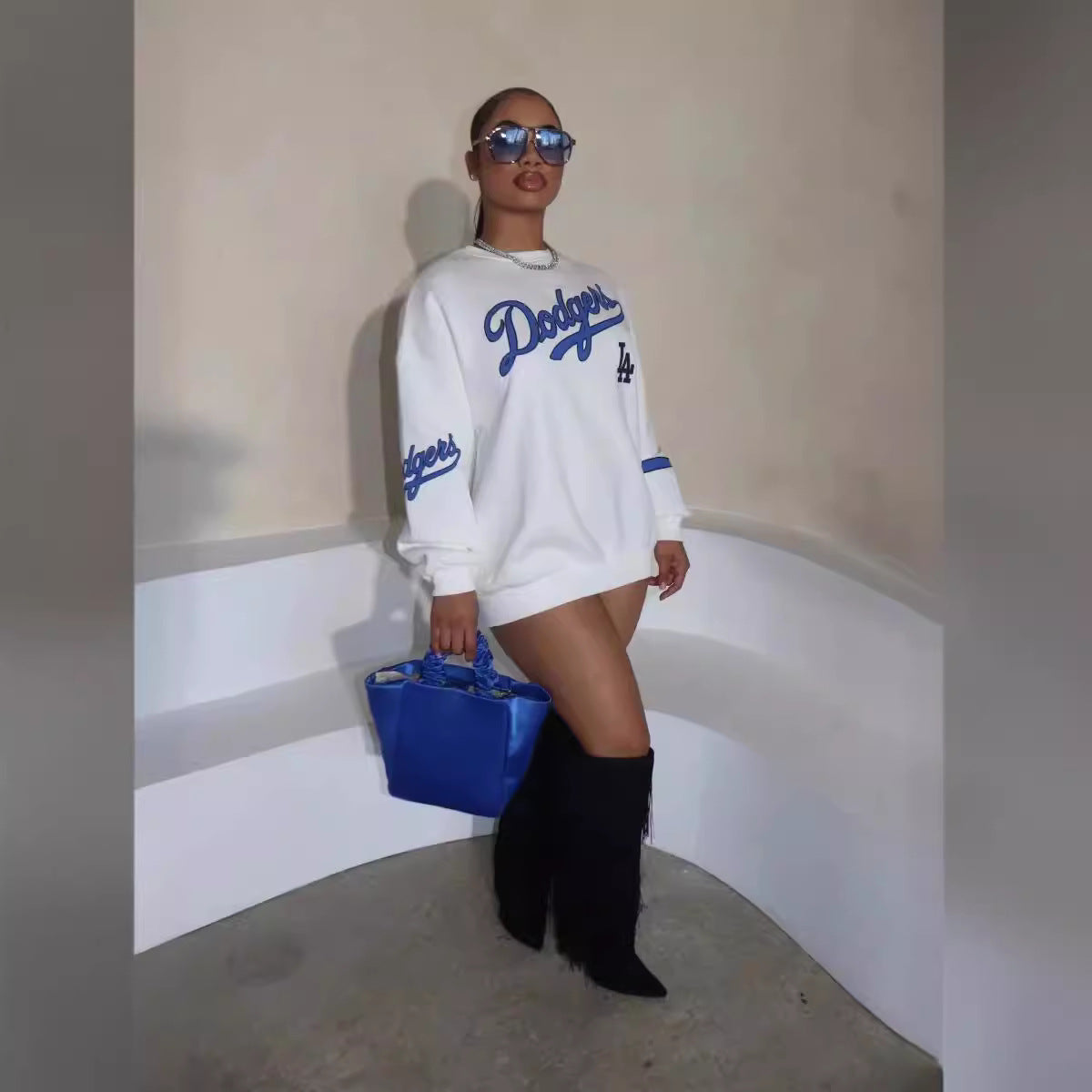 Sudadera informal de manga larga con estampado gráfico de letras para mujer