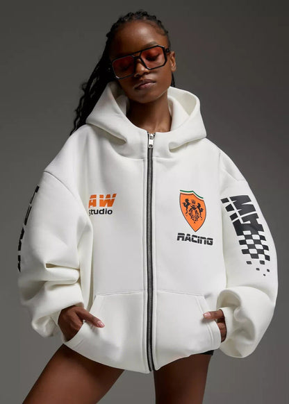 Trackside Boost - Racing-Inspired Oversized Hoodie