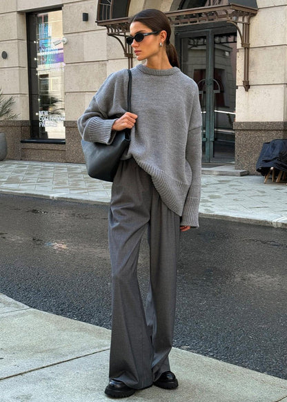 Slate Gray Oversized Knit Sweater