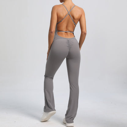 Adjustable Shoulder Strap Beauty Back One Piece Peach Hip Sports Fitness Clothes Micro Pull Yoga Jumpsuit Jumpsuit