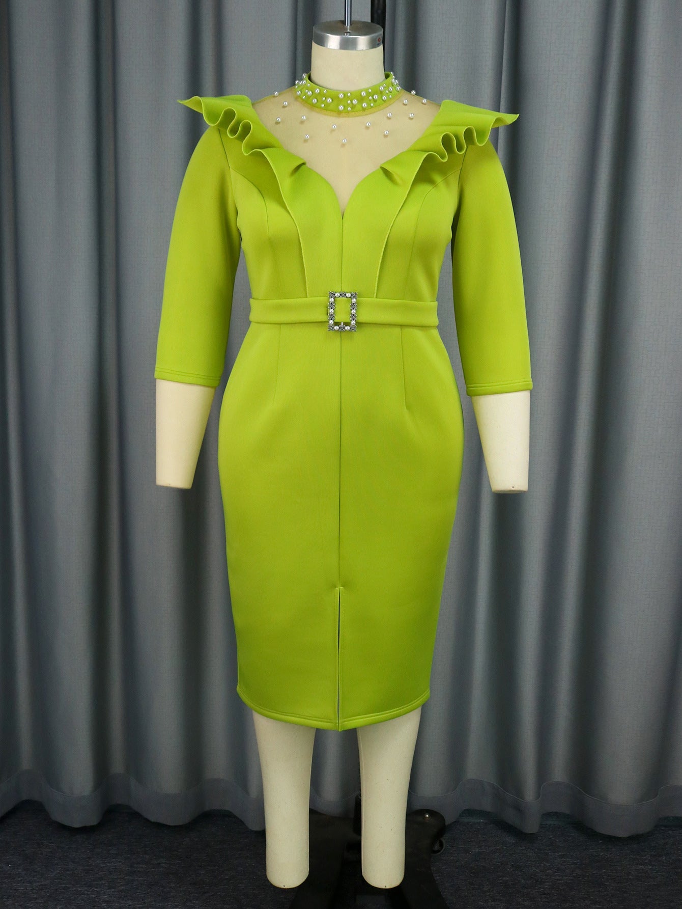 Wooden Ear See through Dress Party Cocktail High Waisted Evening Dresses