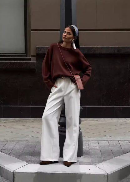 Relaxed Fit Ribbed Knit Sweater