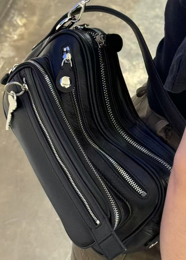 Zip Accent Crescent Bag