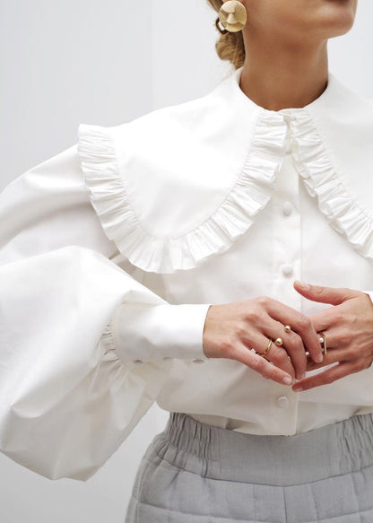 Victorian Elegance Ruffled Collar Blouse
