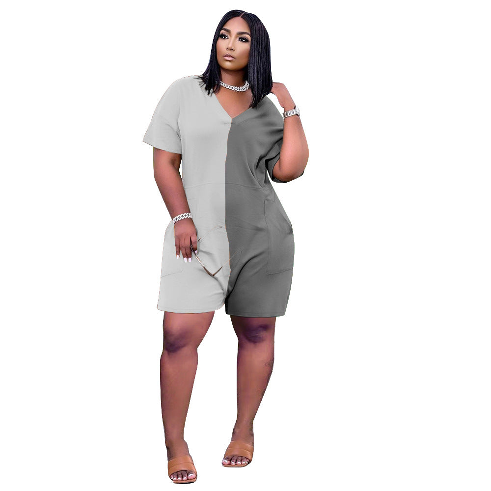 Mono informal de verano holgado con contraste de colores