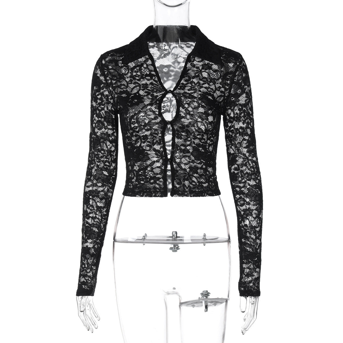 Women Clothing Spring Summer Sexy Lace Cardigan Lightweight Long Sleeved Top