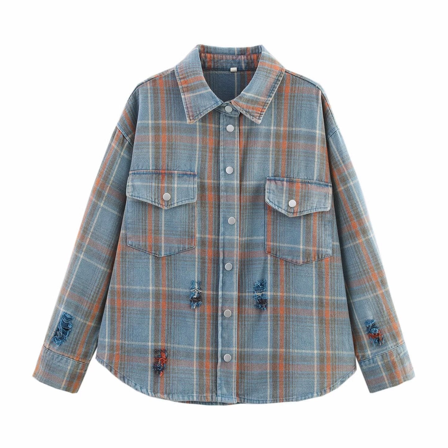 Oversized Plaid Button-Up Shirt