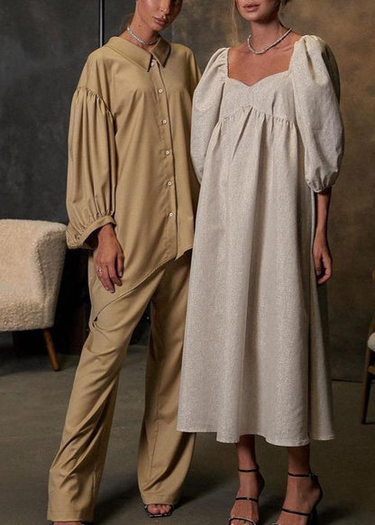 Isla Linen Puff Sleeve Maxi Dress