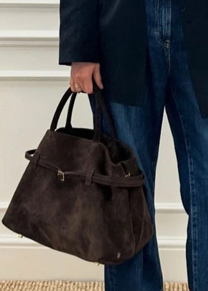 Suede Buckled Tote Bag